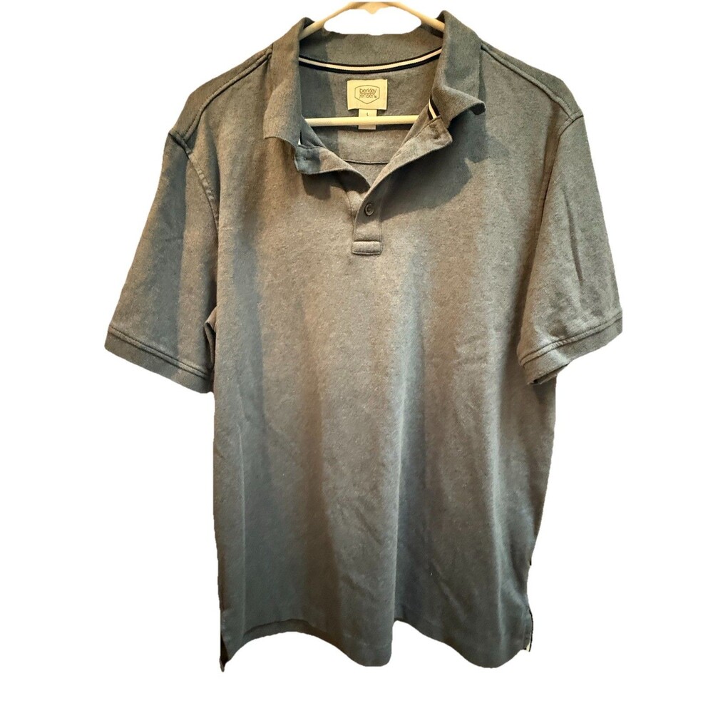 Berkley Jensen Interlock Polo Shirt Mens L Blue Short Sleeve Pima Cotton